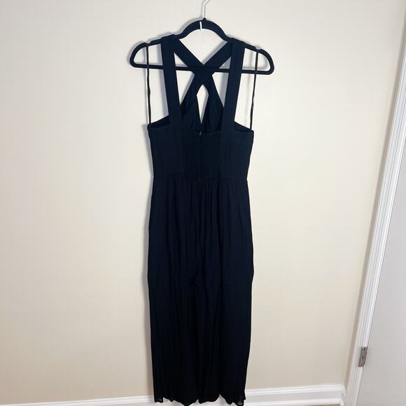 Anthropologie Key Hole Halter Black Jumpsuit Size 6 Black Gauzy - Picture 6 of 10